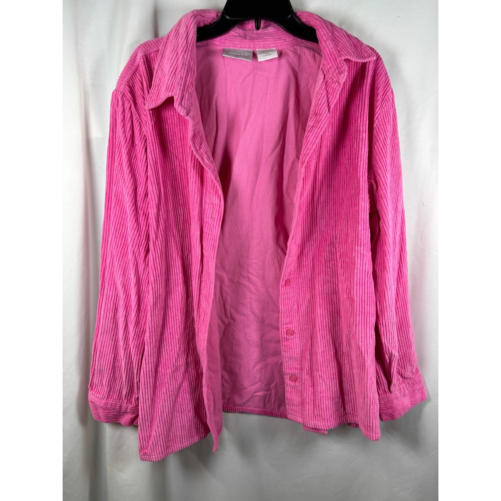 Blair Womens XL Pink Corduroy Button Down Shirt Cotton Shacket 3193702